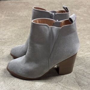 Express Light Gray Suede Ankle Booties